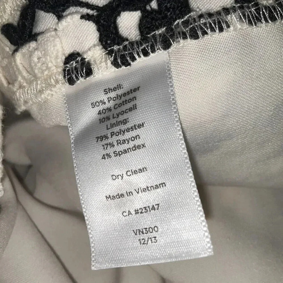 Talbots Sheath Dress Sz 6 Crochet White Black Chevron Short Sleeve Lined Modest - Picture 8 of 8